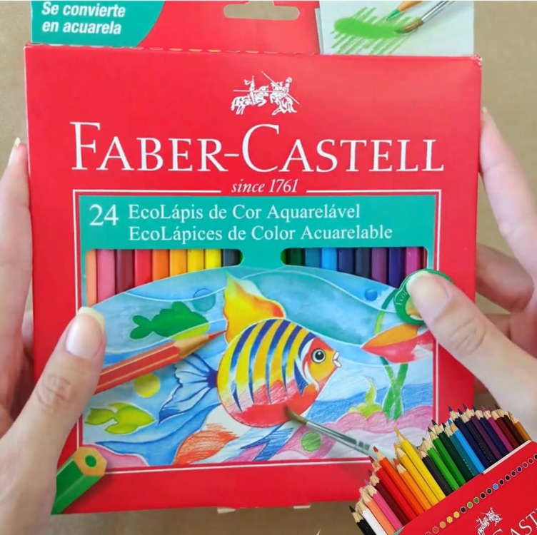 Lápis de Cor Ecolápis Aquarelável 24 Cores, Faber-Castell Lápis de Cor Ecolápis Aquarelável 24 Cores, Faber-Castell