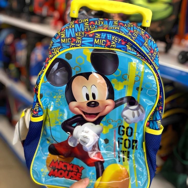 Mochila Rodinha G Escolar Infantil Mickey Mouse Disney Cor Azul Com Verde Mochila Rodinha G Escolar Infantil Mickey Mouse Disney Cor Azul Com Verde
