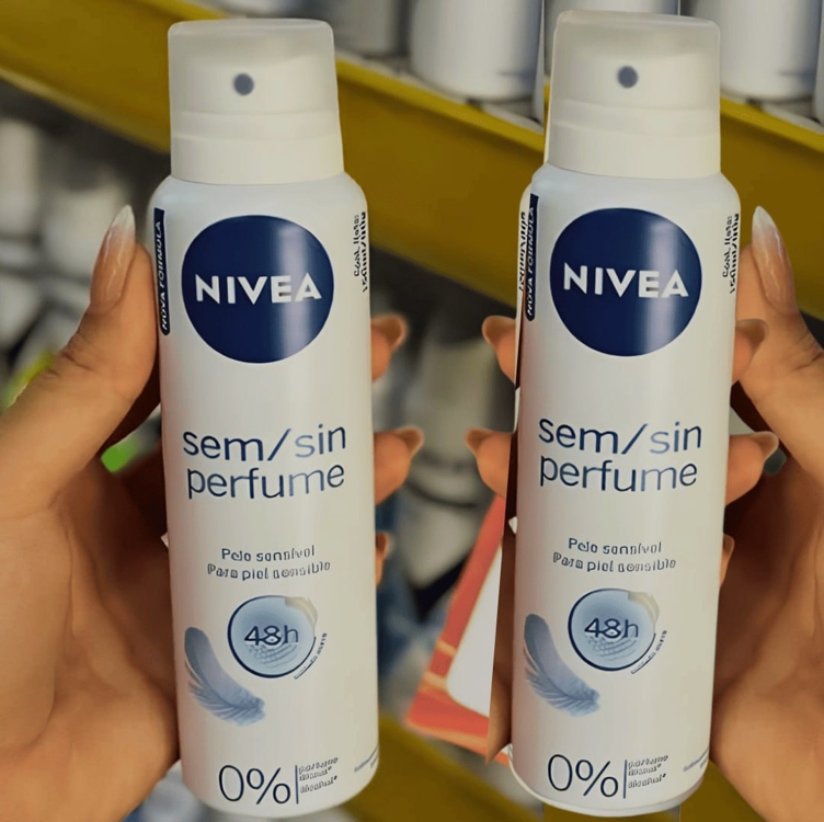 NIVEA Desodorante Antitranspirante Aerossol Sem Perfume Pele Sensível 150ml - Proteção prolongada de 48h para peles sensíveis, com extrato de camomila, sem álcool etílico e sem perfume NIVEA Desodorante Antitranspirante Aerossol Sem Perfume Pele Sensível 150ml - Proteção prolongada de 48h para peles sensíveis, com extrato de camomila, sem álcool etílico e sem perfume