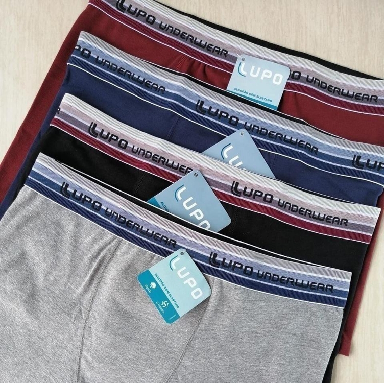 Kit 4 Cuecas Boxer Lupo Em Algodão Masculina Cotton Original Kit 4 Cuecas Boxer Lupo Em Algodão Masculina Cotton Original