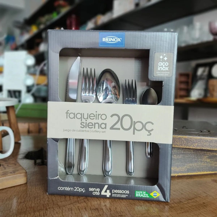 Faqueiro De Aço Inox Siena 20 Peças Brinox 5109/455 Cor Prateado Faqueiro De Aço Inox Siena 20 Peças Brinox 5109/455 Cor Prateado