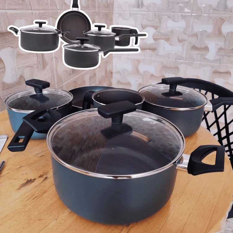 Brinox - Jogo de Panelas Antiaderente Ceramic Life 5 Peças Preserve - Cinza Brinox - Jogo de Panelas Antiaderente Ceramic Life 5 Peças Preserve - Cinza