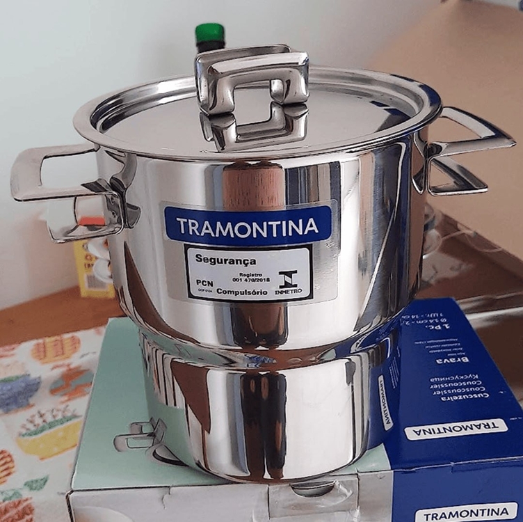 Cuscuzeira Tramontina Brava Em Aço Inox Com Alças E Tampa 14 Cm 2, 1 L Tramontina Inox Cuscuzeira Aco Inox Brava Cuscuzeira Tramontina Brava Em Aço Inox Com Alças E Tampa 14 Cm 2, 1 L Tramontina Inox Cuscuzeira Aco Inox Brava