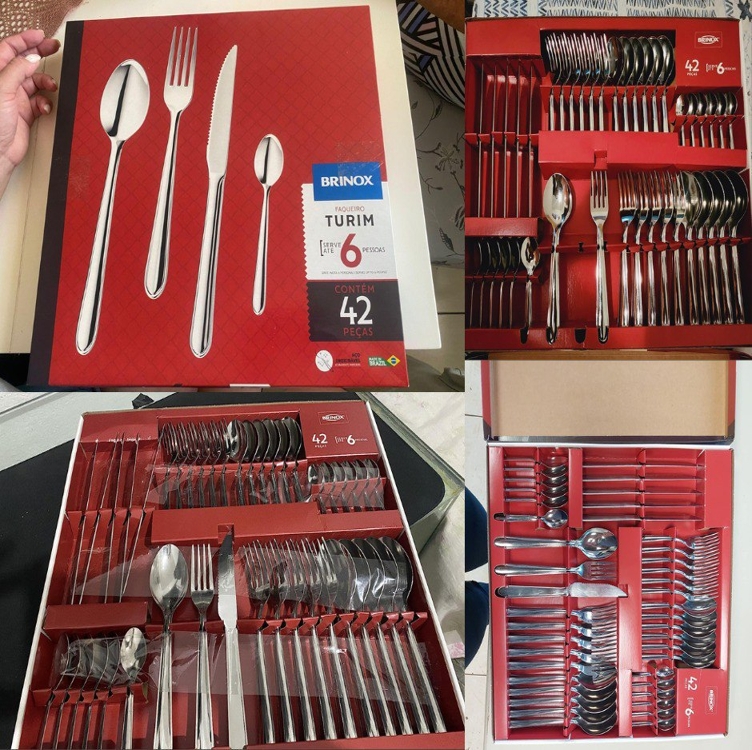 Faqueiro Turim, Brinox 5111/118, Aço Inox 42 peças Faqueiro Turim, Brinox 5111/118, Aço Inox 42 peças