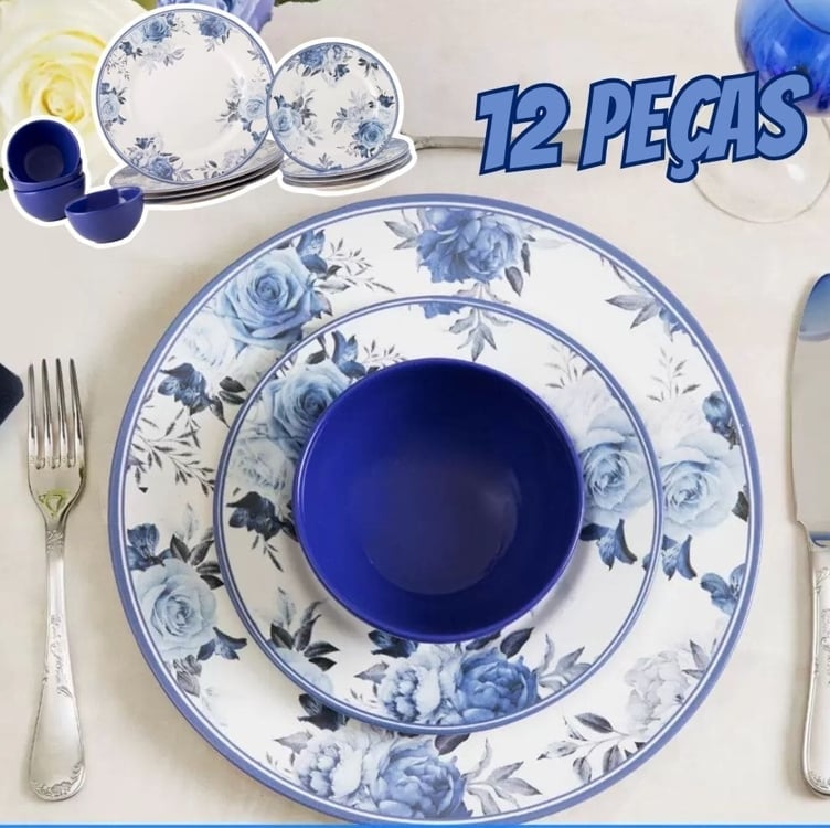 Aparelho De Jantar 12 Peças Romanticblue - Alleanza