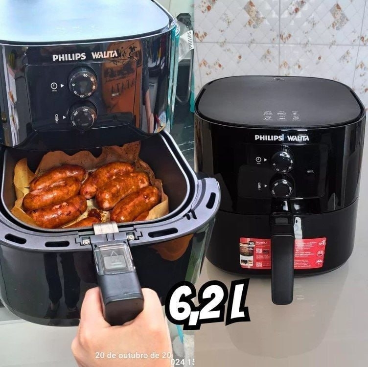 Fritadeira Airfryer Série 3000, Philips Walita, com 6.2L de capacidade, Preta, 2000W, 220v - HD9206/90 Fritadeira Airfryer Série 3000, Philips Walita, com 6.2L de capacidade, Preta, 2000W, 220v - HD9206/90