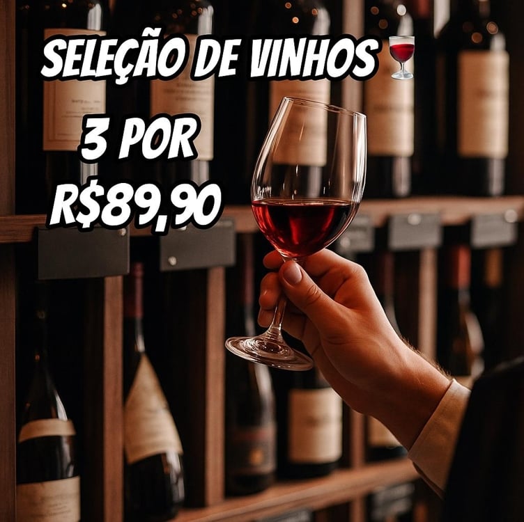 Leve 3 Vinhos da seleção por R$ 89.90 Leve 3 Vinhos da seleção por R$ 89.90