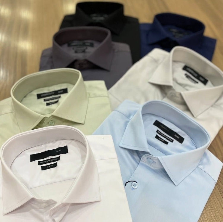 Camisa Social Manga Longa Masculina Lisa Slim Camiseta Camisa Social Manga Longa Masculina Lisa Slim Camiseta