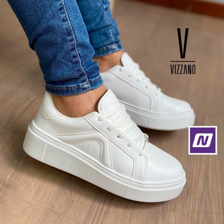 Tênis Vizzano Básico Casual Feminino - Branco Tênis Vizzano Básico Casual Feminino - Branco