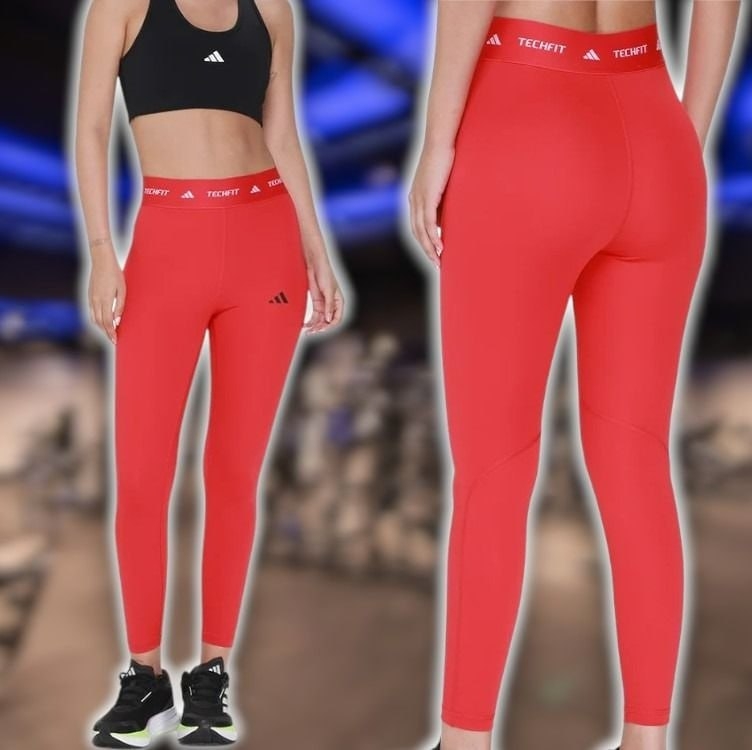 Calça Legging Adidas Techfit Capri Feminina - Vermelho Claro Calça Legging Adidas Techfit Capri Feminina - Vermelho Claro