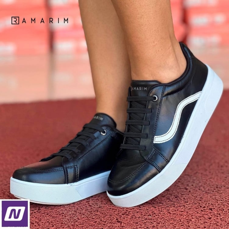 Tênis Ramarim Casual Feminino - Preto+Branco Tênis Ramarim Casual Feminino - Preto+Branco