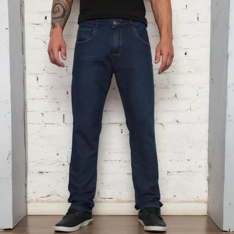 Calça Jeans Masculina Tradicional Corte Reto Calça Jeans Masculina Tradicional Corte Reto