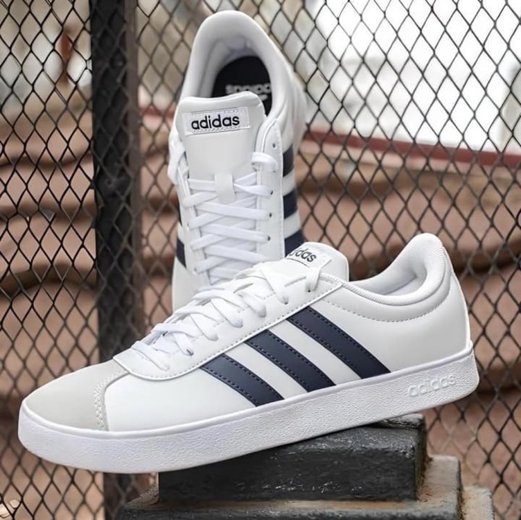 Tênis Masculino Adidas Vl Court Base - Branco+Marinho Tênis Masculino Adidas Vl Court Base - Branco+Marinho