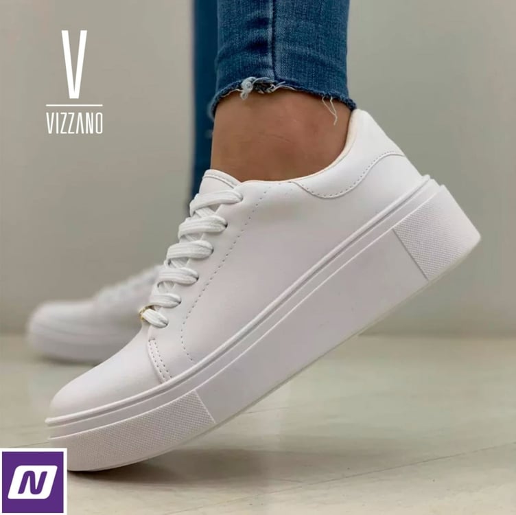 Tênis Vizzano Flatform Liso Feminino - Off White Tênis Vizzano Flatform Liso Feminino - Off White