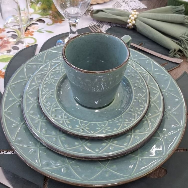 Aparelho De Jantar E Chá, 20 Pçs Mendi Malaquita Oxford Aparelho De Jantar E Chá, 20 Pçs Mendi Malaquita Oxford