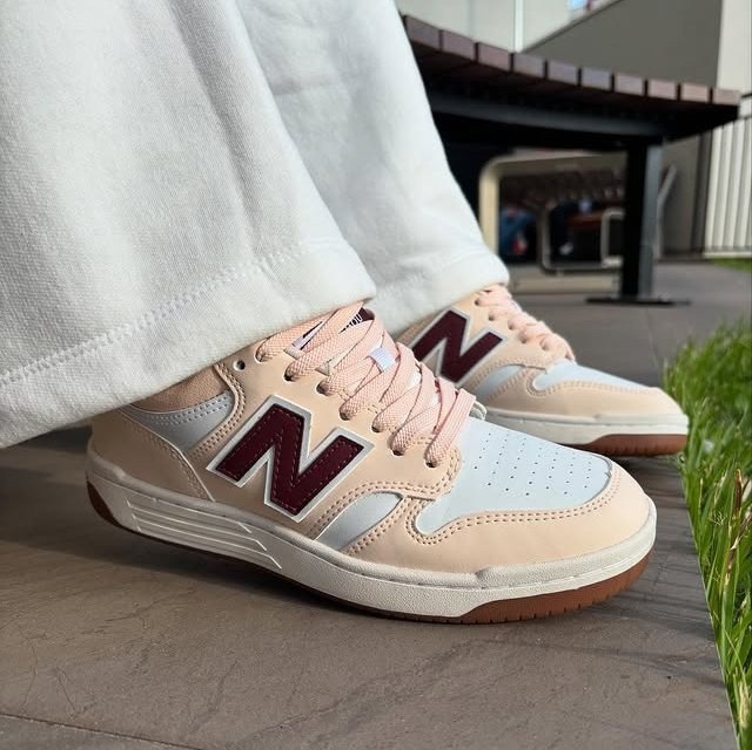 Tênis New Balance 480 Low Masculino - Bege+Branco Tênis New Balance 480 Low Masculino - Bege+Branco