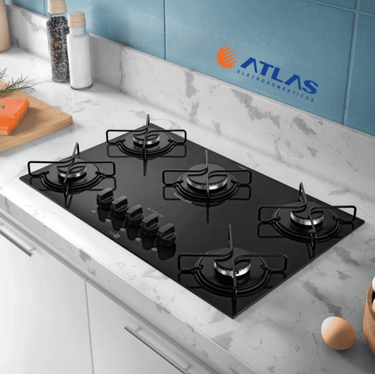 Cooktop 5 Bocas A Gás Atlas Agile Up Mega Chama Preto Bivolt Cooktop 5 Bocas A Gás Atlas Agile Up Mega Chama Preto Bivolt