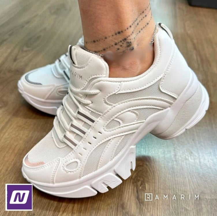 Tênis Ramarim Chuncky Feminino - Branco+Cinza Tênis Ramarim Chuncky Feminino - Branco+Cinza