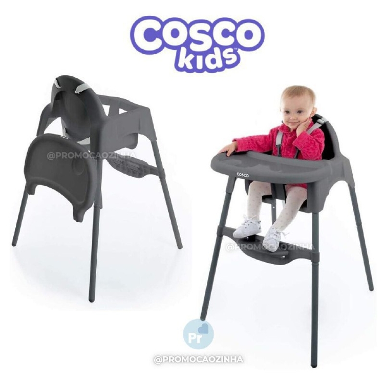 Cadeira de Alimentação Cook Cinza, Compacta e Fácil de limpar, Bandeja Removível, Desde 6 Meses até 15 Kg Cadeira de Alimentação Cook Cinza, Compacta e Fácil de limpar, Bandeja Removível, Desde 6 Meses até 15 Kg