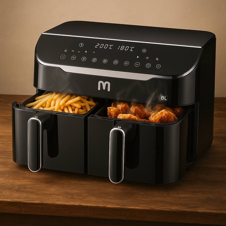 Fritadeira Elétrica Sem Oleo Air Fryer 8L Preta com 2 Gavetas 2500W 220V Multi - GO220 Fritadeira Elétrica Sem Oleo Air Fryer 8L Preta com 2 Gavetas 2500W 220V Multi - GO220