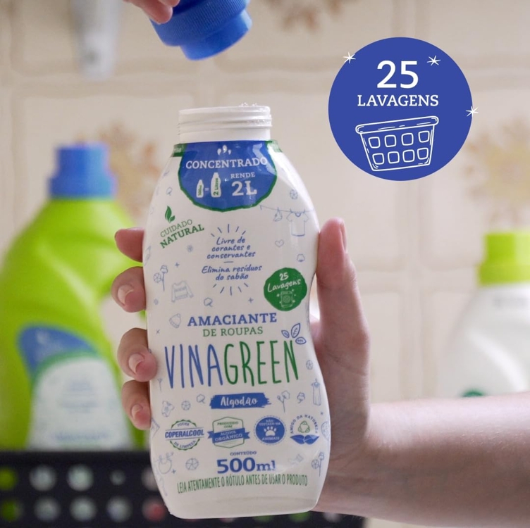 Vinagreen Amaciante de Roupas Concentrado Algodão - 500Ml Vinagreen Amaciante de Roupas Concentrado Algodão - 500Ml