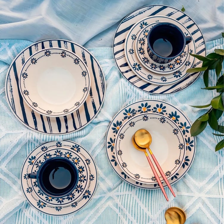Aparelho De Jantar 30 Peças Biona Donna 24 Margaridas Aparelho De Jantar 30 Peças Biona Donna 24 Margaridas