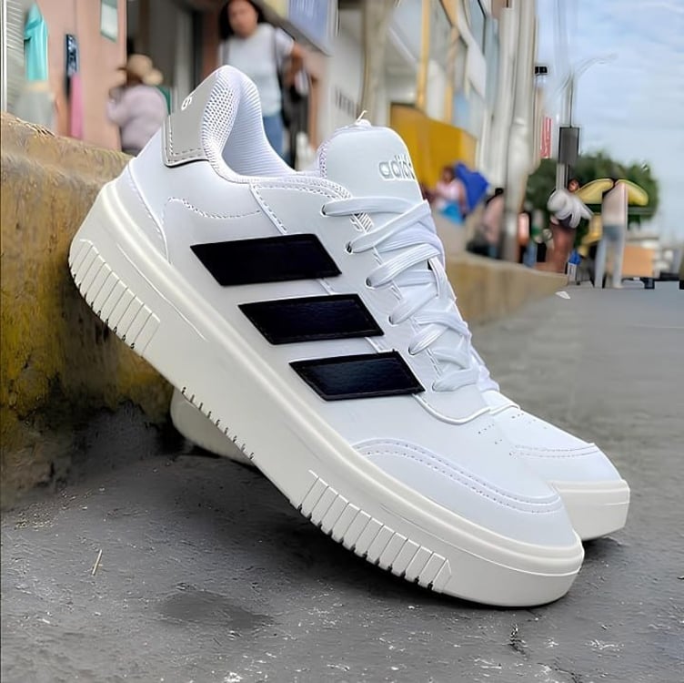 Tênis Adidas Courtblock Bold Feminino - Branco+Preto Tênis Adidas Courtblock Bold Feminino - Branco+Preto