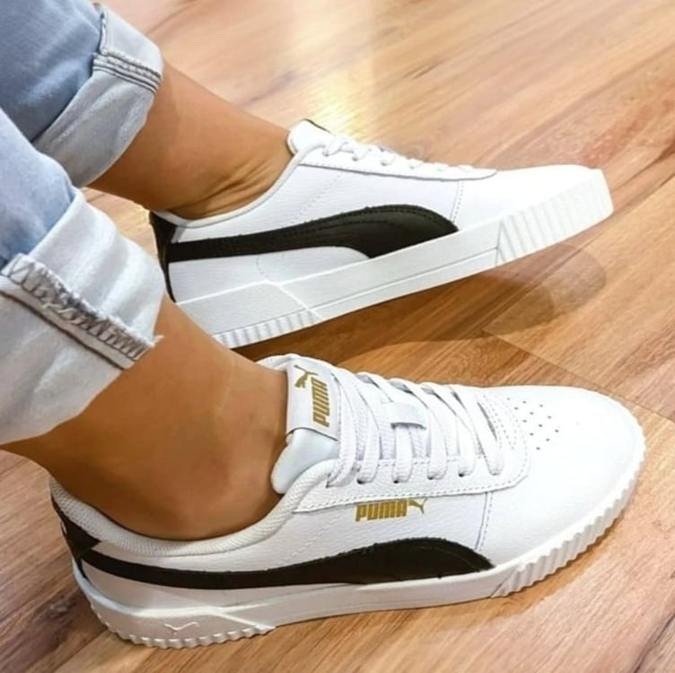 Tênis Puma Carina Lux Bdp Feminino - Branco+Chumbo Tênis Puma Carina Lux Bdp Feminino - Branco+Chumbo