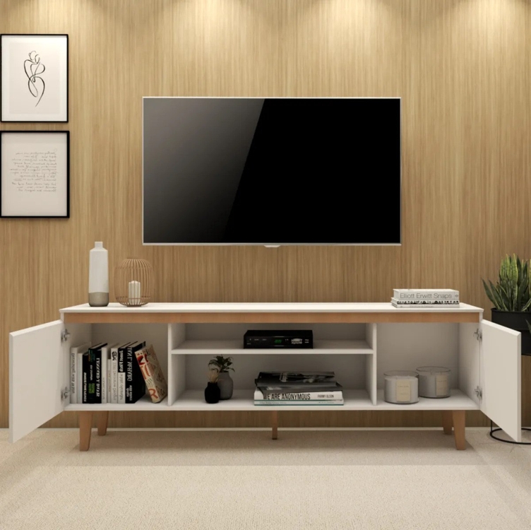 Rack Tv Sala Home Estante Organizador Multiuso White Madeira Cor Branco Rack Tv Sala Home Estante Organizador Multiuso White Madeira Cor Branco