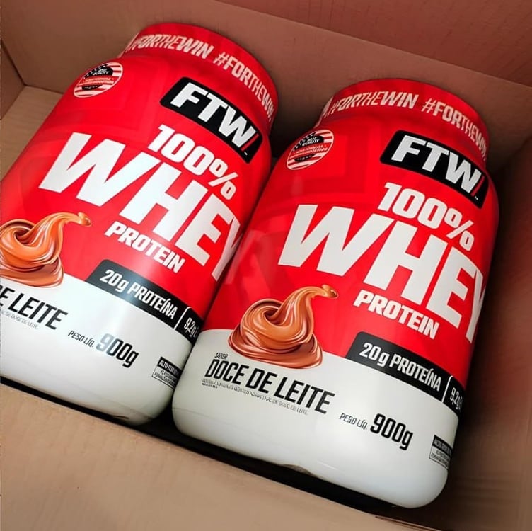 Whey Protein 100% Concentrado Pote 900g Sabor Doce de leite - FTW Whey Protein 100% Concentrado Pote 900g Sabor Doce de leite - FTW