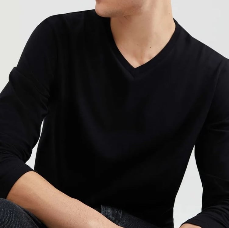 Camiseta Básica Masculina Manga Longa Decote V Hering Camiseta Básica Masculina Manga Longa Decote V Hering