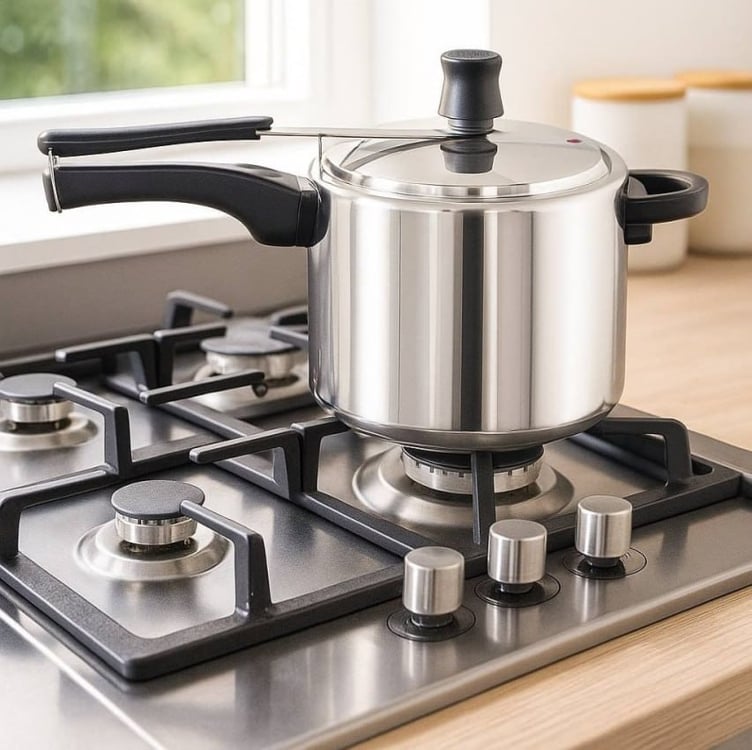 Panela de Pressão Rochedo Turbo Polida com Fechamento Interno e 4,5L de capacidade Panela de Pressão Rochedo Turbo Polida com Fechamento Interno e 4,5L de capacidade