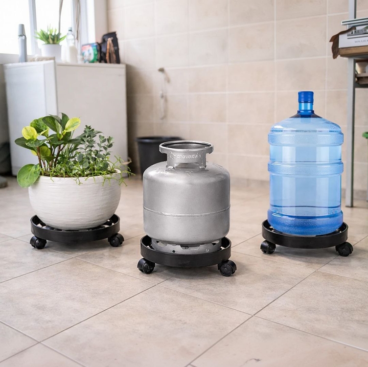 Suporte Base Com Rodinhas Pra Botijão De Gás, Vasos, Galões