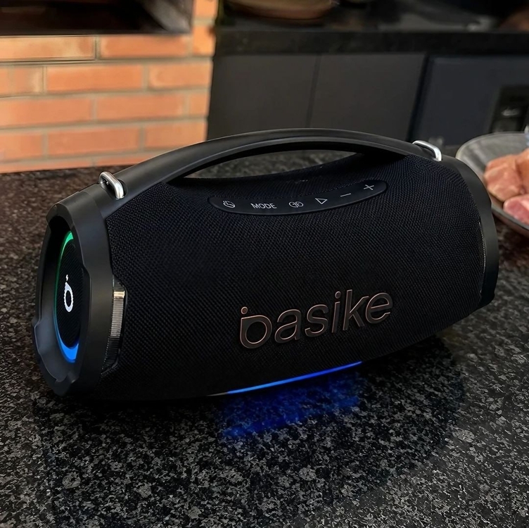 Caixa de Som Portátil Basike Bluetooth 200W Com Graves Reforçados e À Prova D'Água