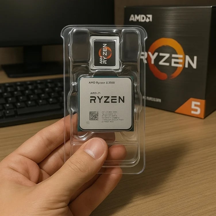 Processador AMD Ryzen 5 5500 3.6GHz 4.2GHz Max Turbo Cache 16MB AM4 Sem Vídeo Processador AMD Ryzen 5 5500 3.6GHz 4.2GHz Max Turbo Cache 16MB AM4 Sem Vídeo
