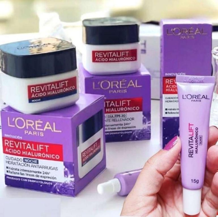 L'Oréal Paris Revitalift Hialurônico Kit Creme para Olhos + Creme Facial Anti-idade Noturno L'Oréal Paris Revitalift Hialurônico Kit Creme para Olhos + Creme Facial Anti-idade Noturno