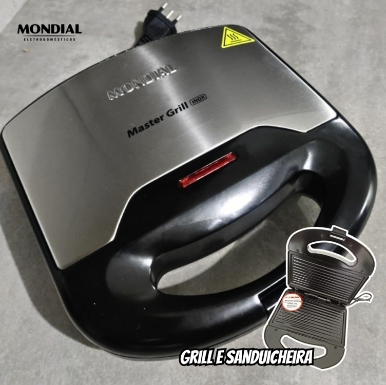 Sanduicheira Master Grill Mondial Preto/Inox 750W S-20 Sanduicheira Master Grill Mondial Preto/Inox 750W S-20