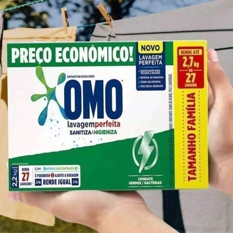 Sabão Em Pó Sanitizante Lavagem Perfeita 2,2kg Omo Sabão Em Pó Sanitizante Lavagem Perfeita 2,2kg Omo