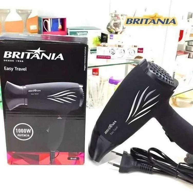 Secador de Cabelo Britânia Preto para Viagem - Dobrável 1000W 2 Velocidades Easy Travel Secador de Cabelo Britânia Preto para Viagem - Dobrável 1000W 2 Velocidades Easy Travel
