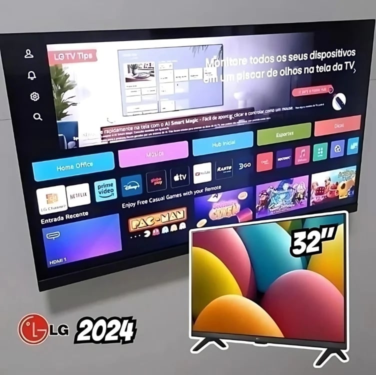 Smart TV 32" LG HD 32LR600B Processador α5 Ger6 AI Alexa integrado LG Channels webOS 23 compatível com Controle Smart Magic Smart TV 32" LG HD 32LR600B Processador α5 Ger6 AI Alexa integrado LG Channels webOS 23 compatível com Controle Smart Magic