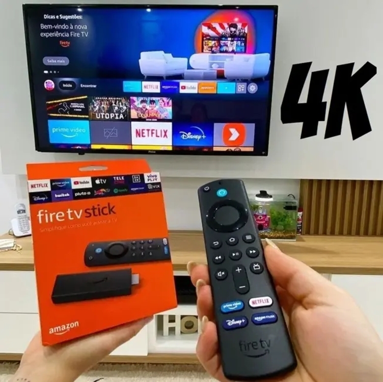 Amazon Fire Tv Stick 4k 8gb Preto Com 1.5gb De Memória Ram Amazon Fire Tv Stick 4k 8gb Preto Com 1.5gb De Memória Ram