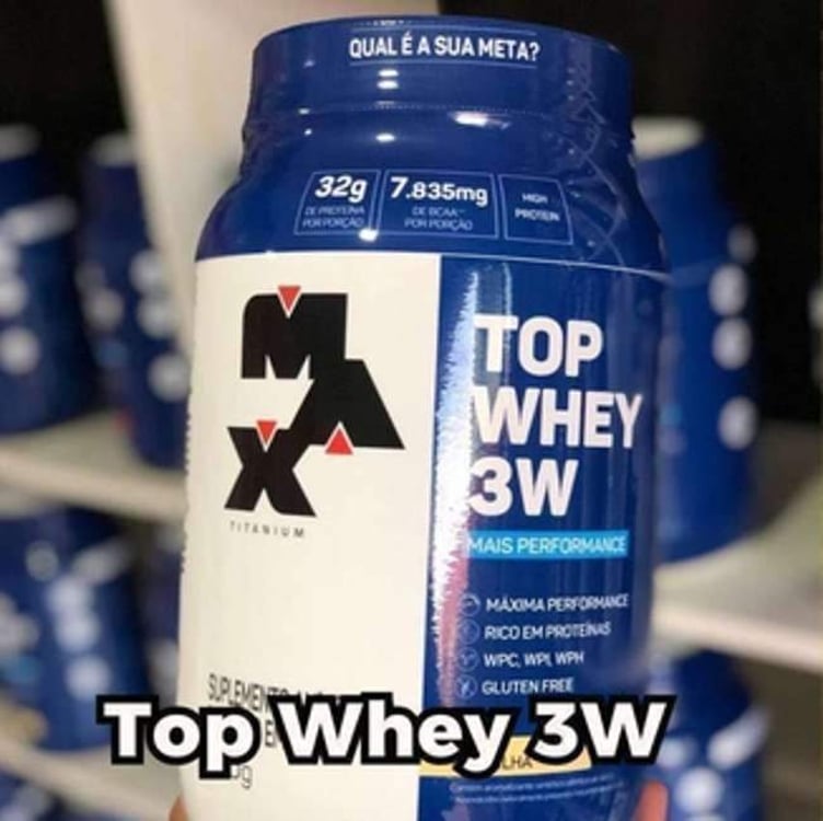 Max Titanium Top Whey 3W Mais Performance 900G Morango - Max Titanium Top Whey 3W Mais Performance 900G Morango -
