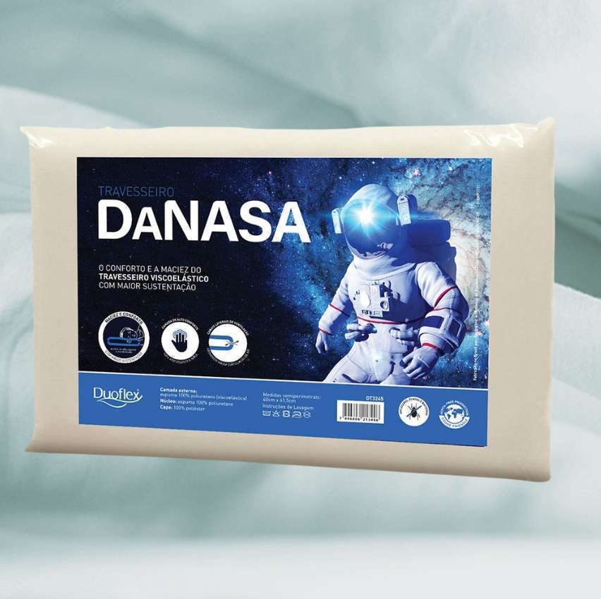 Travesseiro Duoflex Nasa Poliuretano Malha em Poliéster 36 x 56 cm - Bege Travesseiro Duoflex Nasa Poliuretano Malha em Poliéster 36 x 56 cm - Bege