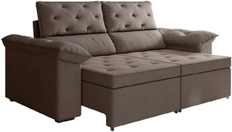 sofa-retratil-2-lugares-york-suede-marrom - Imagem