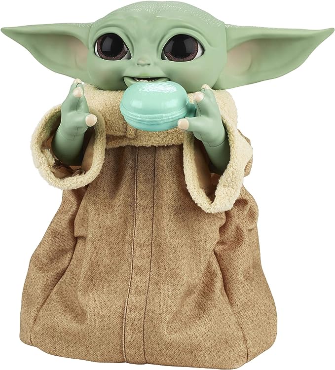 star-wars-boneco-galactic-snackin-grogu-the-child-baby-yoda-figura-de-23-cm-com-mais-de-40-combinacoes-de-sons-movimentos-e-acessorios-interativos-f2849-hasbro-bege - Imagem