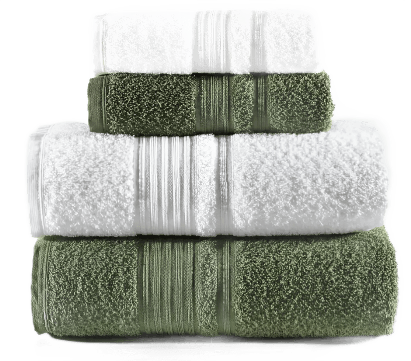 Jogo De Toalhas Tóquio Banho 4 Peças Branco E Verde Deep Olive Lisa Altenburg