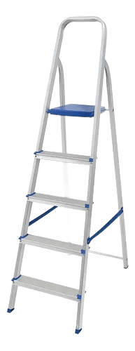 Escada C/ 5 Degraus De Aluminio 100% Tesoura Resistente Mor