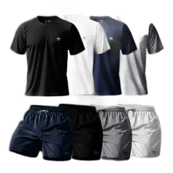 Kit Camisetas Dry Fit Uv E Shorts Tactel Academia P Ao Plus