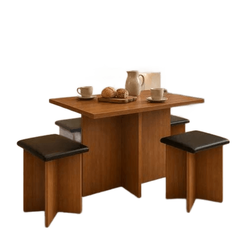 Conjunto Kit Sala de Jantar Mesa Gabriela Quadrada Com 4 Cadeiras Design Moderno Compacto Cozinha Cor Freijó Black