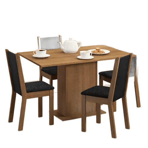 Sala De Jantar Madesa Talita Mesa Tampo Madeira 4 Cadeiras Cor Rustic/preto/oxford Desenho Do Tecido Das Cadeiras Liso